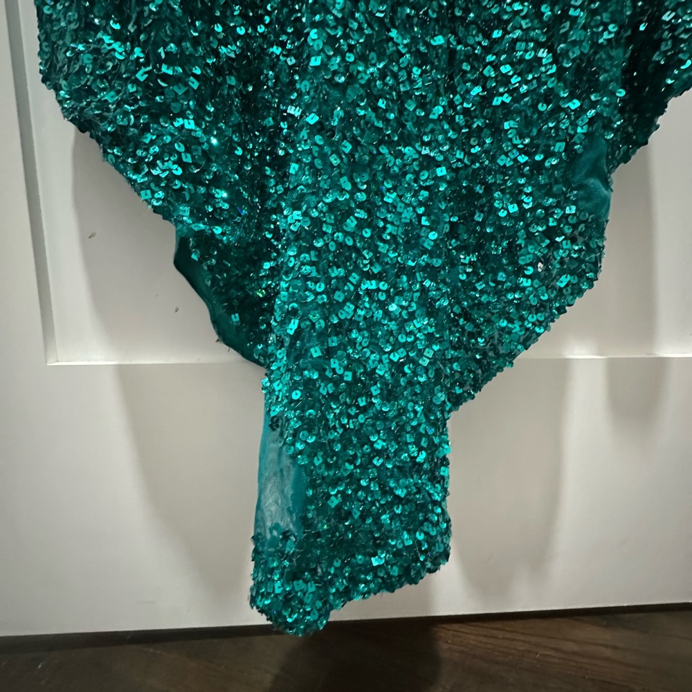 Scalia Emerald Green Sequin Gown sz 8 - Picture 9 of 14